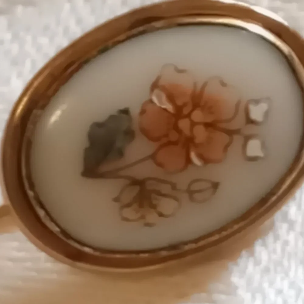 Lenox 14K Gold Filled Enamel peach Floral wildflower Hand Painted Stick Pin 2.5
